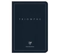 Clairefontaine Triomphe PLATINUM A 37126C - Taccuino cucito blu scuro, formato A5, 14,8 x 21 cm, 96 pagine a righe, carta avorio da 90 g, copertina in cartoncino laminato opaco con marcatura argentata