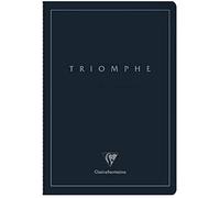 Clairefontaine Triomphe PLATINUM A 37176C Collection - Taccuino cucito blu scuro, formato A4, 21 x 29,7 cm, 96 pagine a righe, 90 g, carta avorio con copertina laminata opaca con marcatura argento