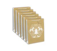 Clairefontaine X-28239-2Cpack - Set di 6 sacchetti regalo Kraft, formato grande, 26,5 x 14 x 33 cm, 210 g, motivo: cavalli, abeti bianchi, fondo kraft, ideale per: giochi da tavolo, puzzle, regali