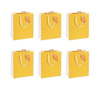 Clairefontaine X-30873-3Cpack - Set di 6 sacchetti regalo Excellia, formato medio, 21,5 x 10,2 x 25,3 cm, 210 g, motivo: stelle bianche e fondo giallo, ideale per: libro, gioco, piccoli regali