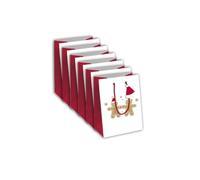 Clairefontaine X-30900-3Cpack - Set di 6 sacchetti regalo Kraft, formato medio, 21,5 x 10,2 x 25,3 cm, 210 g, motivo: pan di zenzero, bianco su kraft, ideale per: libro, gioco, piccoli regali