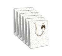 Clairefontaine X-30906-2Cpack - Set di 6 sacchetti regalo Kraft, formato grande, 26,5 x 14 x 33 cm, 210 g, motivo: stelle su sfondo bianco, agrifoglio, Natale, Natale, Natale, Natale, ideale per: