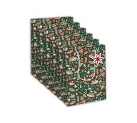 Clairefontaine X-32817-2Cpack - Confezione da 6 sacchetti regalo in Kraft bianco, formato grande, 26,5 x 14 x 33 cm, 210 g, motivo: Cosy, confezione regalo, ideale per: giochi da tavolo, puzzle