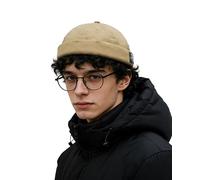 Clakllie Berretto Portuale Uomo Cotone Docker cap Cappello Senza Visiera Estivo Berretto Docker Regolabile Retro Brimless Beanie Hat Classic Docker Leon Hat Cappello da Porto Rolled Cuff （56-60CM）