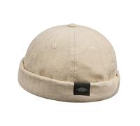 Clakllie Berretto Portuale Uomo Cotone Docker cap Cappello Senza Visiera Estivo Berretto Docker Regolabile Retro Brimless Beanie Hat Classic Docker Leon Hat Cappello da Porto Rolled Cuff （56-60CM）