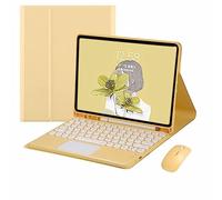CLALOC Custodia Con Tastiera Per Ipad Pro 11Inch 2018 2020 2021 2022, Cover Con Supporto Per Matita Tastiera Bluetooth Staccabile, Tastiera QWERTY Per Ipad Pro 11 1Th 2Nd 3Rd 4Th Generation,Giallo