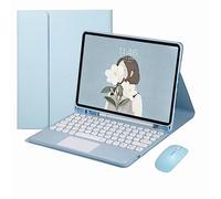 CLALOC Custodia con Tastiera per Samsung Galaxy Tab A9+ 2023 11" con Mouse,Bluetooth Touchpad Staccabile Copertura Tastiera Wireless per Tab A9 Plus con Supporto per Matita,Blu