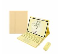 CLALOC Custodia Tastiera Con Mouse Touchpad Per Ipad, Tastiera Bluetooth Per Ipad Air 5/4 Th 10,9 Pollici 2022 2020, Custodia Tastiera Staccabile Per Ipad Air 4/5, Built-In Slot Matita,Giallo