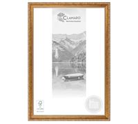 CLAMARO 'Athen' Cornice portafoto anticata, 32,7 x 94,8 cm, in legno massiccio | oro | 30 mm di larghezza Shabby Chic Vintage Barocco, cornice in legno con vetro acrilico, parete posteriore, gancio in