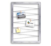 Clamaro 'Collage Flex' Cornice Portafoto 50 x 70 cm | Argento Spazzolato | Cornice per foto collage con elastici e mollette fotografiche | Ideale come galleria per foto o cartoline