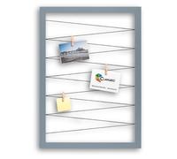 Clamaro 'Collage Flex' Cornice Portafoto 50 x 70 cm | Grigio Blu | Cornice per foto collage con elastici e mollette fotografiche | Ideale come galleria per foto o cartoline