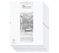 Clamaro Cornice a Giorno senza Bordo, Formato A3, 29,7x42 cm, Set da 5 | Pannello Posteriore MDF Laminato Bianco, Vetro Acrilico ad Alta Trasparenza, Clip di Fissaggio in Metallo, per Foto, Poster