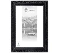 Clamaro Cornice Barocca Otto Antica, Legno Massello, 100x140 cm, Robusto | Modanatura Larga 80 mm, Abete Massello, Vetro Acrilico, Pannello Posteriore HDF, Gancio in Metallo, Fatto a Mano