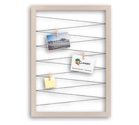 Clamaro Cornice Portafoto Collage Flex, 45 x 65 cm, Beige, Gancio da Parete | Cornice in MDF Interamente Rivestita, Cordino Elastico Teso, Mollette Portafoto in Legno Vero, per Foto, Cartoline, Appunti