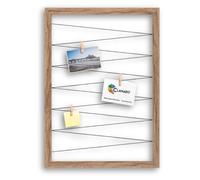 Clamaro Cornice Portafoto Collage Flex, 60 x 80 cm, Rovere Catania, Appunti | Cornice in MDF Interamente Rivestita, Cordino Elastico Teso, Mollette Portafoto in Legno Vero, Gancio da Parete, per Foto