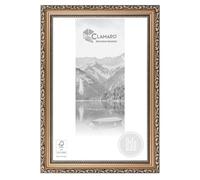 CLAMARO OSLO, cornice portafoto antica, 28 x 36 cm, in legno massiccio, bronzo, larghezza 49 mm, stile shabby chic, stile barocco, cornice in legno con vetro acrilico, parete posteriore, gancio in