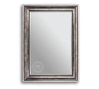 CLAMARO "RIGA", specchio da parete anticato, 60 x 75 cm, con cornice, argento anticato, shabby chic, vintage, barocco, con cornice in legno, specchio barocco con gancio in metallo e materiale di
