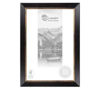 CLAMARO 'Sofia' Cornice portafoto in legno massello anticato, 51 x 76 cm, marrone scuro, larghezza 50 mm, stile shabby chic, stile barocco, cornice in legno con vetro acrilico, parete posteriore