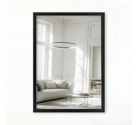 Clamaro Specchio da Parete Vision con Cornice MDF, Nero Opaco, 75 x 90 cm | Fatto a Mano in Germania, Oltre 300 Misure Disponibili, Montaggio Verticale e Orizzontale, Staffa a Parete in Metallo Inclusa