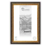 CLAMARO 'SPLIT' Cornice portafoto antica 80 x 121 in legno massiccio | nero oro | 52 mm di larghezza Shabby Chic Vintage Barocco | Cornice in legno con vetro acrilico, parete posteriore, gancio in