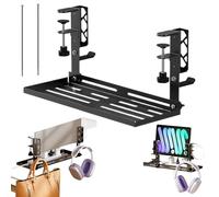 Clamp Mount Cable Tray, Desk Wire Organizer, Cable Rack with No Drill Design, Steel Mesh Cables Holder, Cord Management Tray with Modern Style, Desk Organizer for Home Office 15.63x5.91in