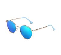 CLANDESTINE - Occhiali da Sole Orbita 11 Gold Light Blue - Lenti in Nylon Azzurro e Montatura in Acciaio - Occhiali da Sole Unisex - Smart Vision Technology - Più Nitidezza e Meno Riflessi