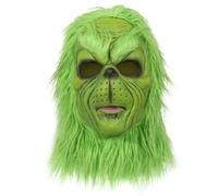 Claofoc Grinch Maschera di Natale Cappello Costume Verde Mostro Spaventoso in Lattice per Adulti Donne e Uomini Cosplay Puntelli (B)