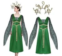 Claofoc Medusa - Costume da dea greca per adulti, con motivo a serpente dorato, per Halloween, carnevale, cosplay, feste