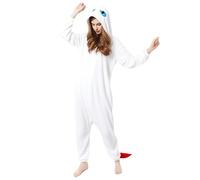 Claofoc Ohnezahn Onesie Adulto Drago Pigiama Inverno Peluche Pokemon Onesies Halloween Natale Cosplay Costume, bianco, L