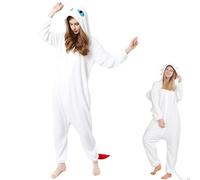 Claofoc Ohnezahn Onesie Adulto Drago Pigiama Inverno Peluche Pokemon Onesies Halloween Natale Cosplay Costume, bianco, XL