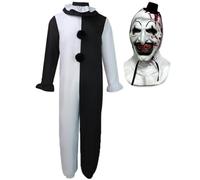 Claofoc Terrier Costume Art the Clown Cosplay Adulto Abbigliamento della tuta da clown Killer Clown Jumpsuit Body con maschera per Halloween Carnevale (costume adulto Terrier, M)