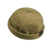 CLAPE Classic Retro Beanie Docker cap Berretto da Portuale Cotone Berretto Senza Visiera Uomo Donna Cappellino Docker Regolabile Cappello da Marinaio Khaki CT84