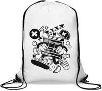 Clapperboard Lights Camera Action Movie Director Urban Style Gym Sack Casual Drawstring Bag Bianco