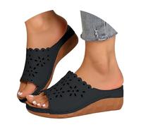 Claquette Donna Estate Sandali Punta Aperta Tong Piattaforma Ciabatte Bocca Di Pesce Nudo Piedi Floreali traforati Sandali Traspirante Claquette Sandalo Donna Ete Confortevole Grande, Nero , 42 EU
