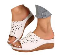 Claquette Donna Estate Sandali Punta Aperta Tong Piattaforma Ciabatte Bocca Di Pesce Nudo Piedi Floreali traforati Sandali Traspirante Claquette Sandalo Donna Ete Confortevole Grande, bianco, 38 EU