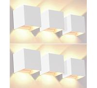 CLAR - Applique da Parete 10W Bianco, Applique da Parete Interno, Applique Camera da Letto, Applique da Parete Molto Luminose 10W, Luce Calda 3000ºk (Pack 6)