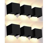 CLAR - Applique da Parete 10W Nero, Applique da Parete Interno, Applique Camera da Letto, Applique da Parete Molto Luminose 10W, Luce Naturale 4000ºk (Pack 6)