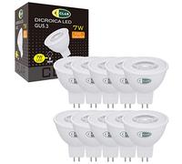 CLAR - GU5.3 LED 7W, Faretto LED 12V, Lampadine Faretto Attacco, LED MR16, Lampadina LED GU5.3, Lampada LED Dicroica, Luce Calda 3000ºK (Pack 10)