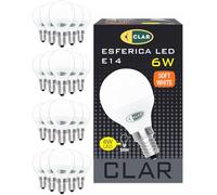 CLAR - Lampadina LED E14 6W Sfera, Luce Calda 2700K, Senza Fili, Piccola (Pack 20)