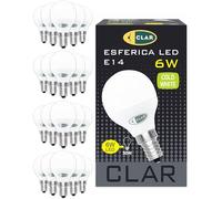 CLAR - Lampadina LED E14 6W Sfera, Luce Fredda 6000K, Senza Fili, Piccola (Pack 20)