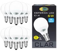 CLAR - Lampadina LED E14 6W Sfera, Luce Naturale, Senza Fili, Piccola (Pack 10)
