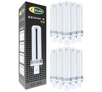 CLAR - Lampadina PLC Gemini S 7W Luce Naturale 4000K G23, Non Regolabile, (Pack 10)