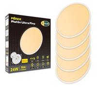 CLAR - LED Plafoniera Ultra Slim, Luce Calda 3000K, 24W for Bagno and Soffitto - Pack 5