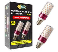 CLAR - Luce Notturna Bambini, Lucina Notte Bambini, Lampada Notturna, Luce Rossa Terapia, 8W E14 (Pack 2)