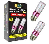 CLAR - Luce Notturna Bambini, Lucina Notte Bambini, Lampada Notturna, Luce Rossa Terapia, 8W E27 (Pack 2)