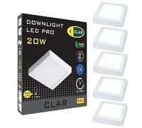 CLAR - Plafoniera LED Soffitto Quadrata, Lampade Soffitto, Plafoniera LED Esterno, Lampadario Bagno, Plafoniere a LED, Lampada Cucina, LED Bagno 6500ºK, 20W Garanzia di 3 anni (Pack 5)