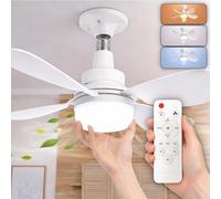 CLAR Ventilatore da Soffitto con Luce, Ventilatore a Soffitto con Luce, Ceiling Fan with Light and Remote Control, Ventilatori con Telecomando, 16W Attacco E27 (Pack 1)