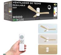 CLAR Ventilatore da Soffitto con Luce, Ventilatore a Soffitto con Luce, Ceiling Fan with Light and Remote Control, Ventilatori con Telecomando, Legno, 20W (Pack 1)