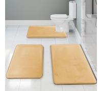 Clara Clark Bathroom, Velvet Memory Foam Mat, Non-Slip Bath Rugs Tappetino da Bagno, 3 Pezzi, Velluto, Crema, 3 Piece-20 x 32/17 x 24/19 x 24, 3 unità