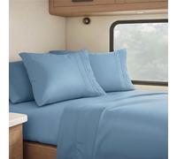 Clara Clark Lenzuola morbide di lusso con tasca profonda in microfibra RV, cielo blu, regina corta